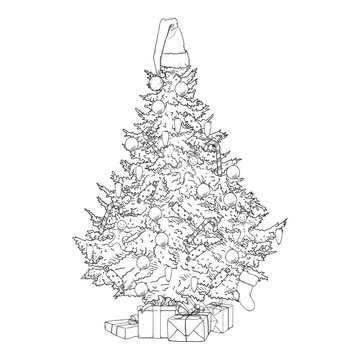 Vector Sketch Christmas Tree