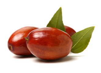 jujube or chinese date on white background