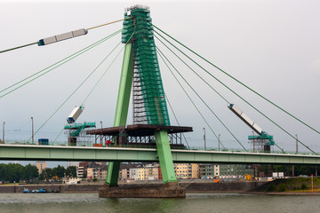 Severinsbrucke, vehicular and pedestrian bridge across Rhine River, Cologne, Germany