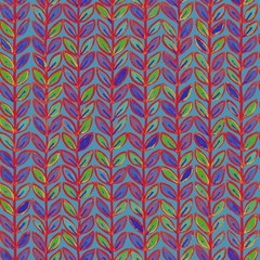 Hand drawn floral abstract pattern of leaves. Seamless pattern.