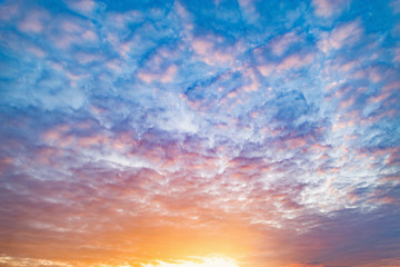 Fototapeta premium Colorful clouds after rain at sunset time.