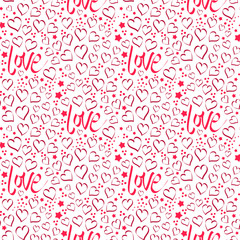 Seamless vector pattern with hearts. Can be used for wallpaper, pattern fills, web page background, fabric, surface textures, gifts, wrapping paper. scrapbooking.