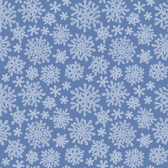 Naklejka na ściany i meble Christmas seamless doodle pattern with snowflakes