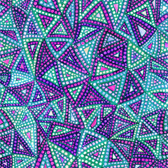 Bright abstract geometric seamless pattern in graffiti style. Handdrawn tribal geometric pattern. Color boho styled doodle background.