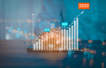 Business analytics and financial concept, Plans to increase business growth and an increase in the...