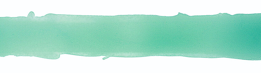 watercolor green aquamarine strip background. paint stain element for design with texture.