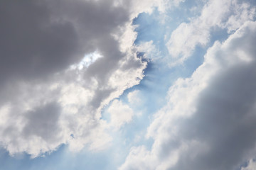 Fluffy cloud in blue sky background.