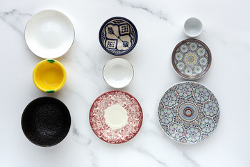 Crockery  on white background