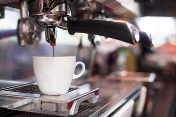 black coffee morning on coffee maker