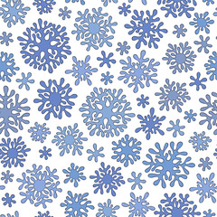 Christmas seamless doodle pattern with snowflakes