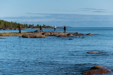 Naklejka premium fishing boat on the beach