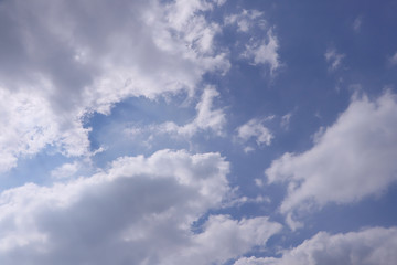 Fluffy cloud in blue sky background.