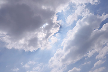 Fluffy cloud in blue sky background.