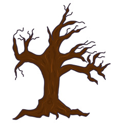 Spooky tree cartoon illustration. Vector graphic element.Halloween party. Holiday card. Flat icon.