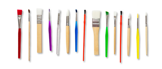 Paint brushes new clean isolated against white background.