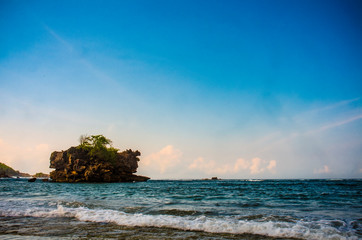 tropical island in the sea, Kondang Merak Beach, Malang, East Java, Indonesia