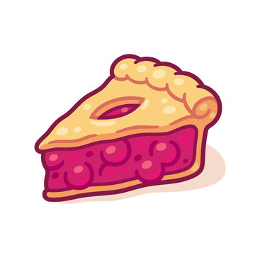 Cartoon cherry pie slice