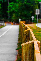 Pine Rail Fence Between Road and Walking Path