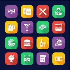 Dinner Icons Flat Design Set