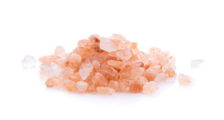 Himalayan salt raw crystals Isolated on White Background