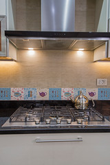 Modern kitchen cooker hob in a luxury apartment