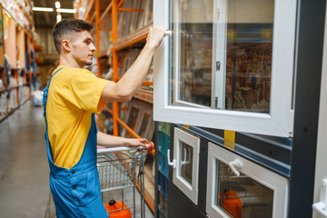 Constructor choosing windows in hardware store