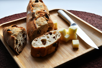 bread cheese and fruit