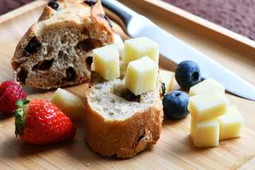 bread cheese and fruit