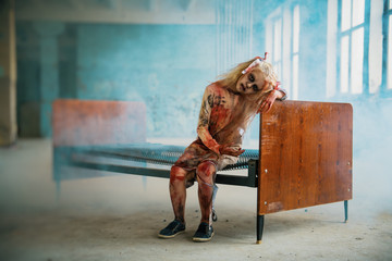 tired bloodied little girl