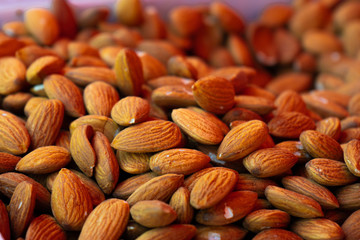 almond nut on local market close up