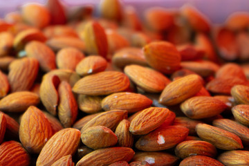 almond nut on local market close up