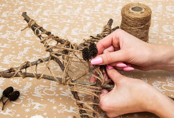 handmade items for christmas tree star on a background with the inscription merry christmas