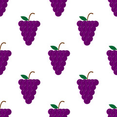  seamless pattern design illustration of purple grapes. white background. fruit wallpaper, paper, and ready to print on fabric.