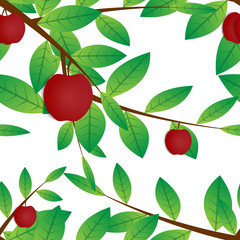  seamless background pattern of red apple trees