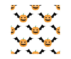  seamless pattern illustration of winged pumpkin design. with a bright green background. set.wallpaper icon design to commemorate Halloween Day.