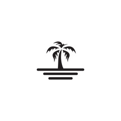 Obraz premium Palm beach logo design vector template