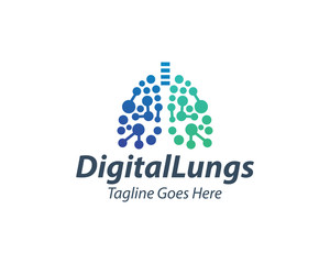 Creative Digital Lungs Care logo Template, Healthy Lungs logo design