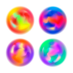 Set of abstract colorful blurred motion in spheres shape isolated on white