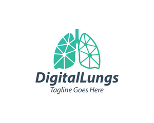 Creative Digital Lungs Care logo Template, Healthy Lungs logo design