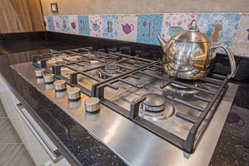Modern kitchen cooker hob in a luxury apartment
