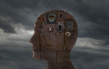 Old metallic head with lock