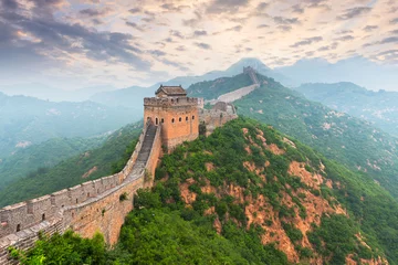 Aluminium Prints Chinese wall Great Wall of China at the Jinshanling section.