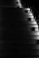 grey staircase with lights in the night