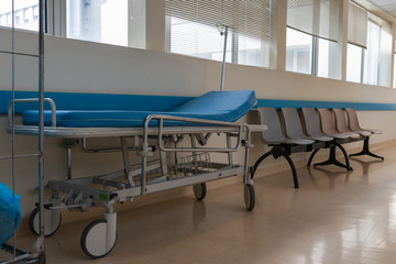 stretcher in a hospital's corridor