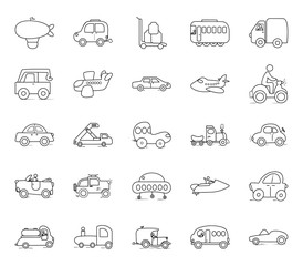 Constructional Machinery Doodle Icons Pack 