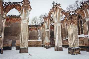 Ruins of St Anthony Roman Catholic church in Jalowka, small village in Podlasie region of Poland