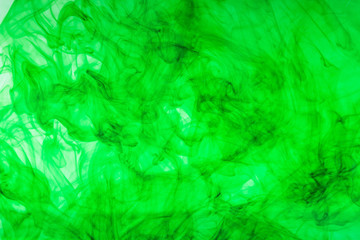 Fototapeta na wymiar Ink in water green on white background.