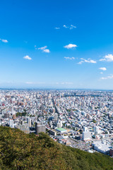 晴れた日の札幌市 藻岩山からの眺め