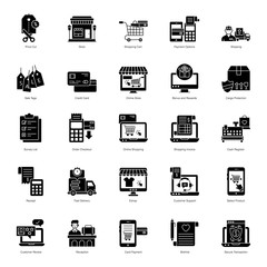 Pack of Ecommerce Glyph Icons 