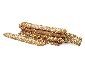 Homemade sesame cookies isolated on white background